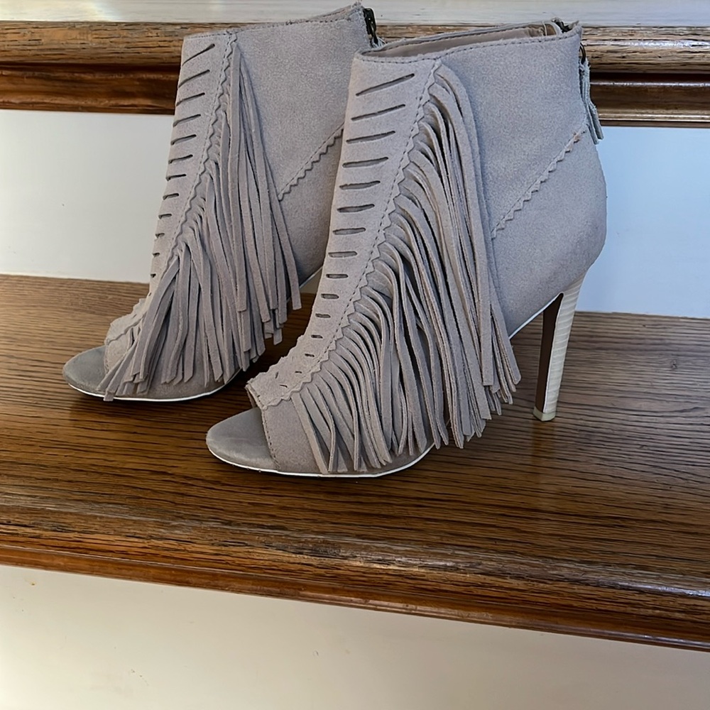 JOE’s Fringed Taupe Ankle Boots